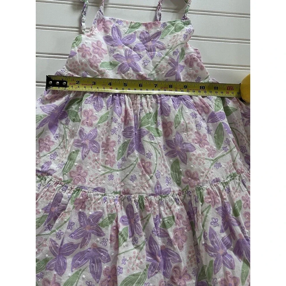 Sigrid Olsen Kids Floral Tiered Sundress Size 5 Purple Pink Dotted Swiss Cotton